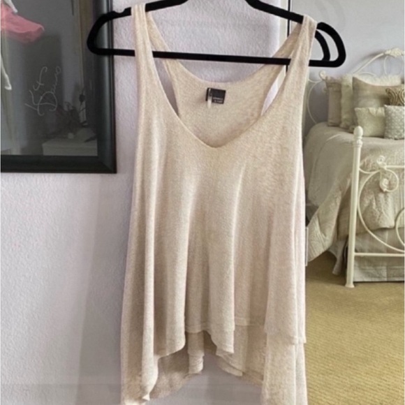 Women's Cream Sparkle & Fade Layered Tank Top Size Large - Picture 2 of 3